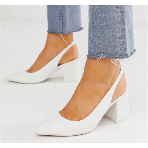 white block heel slingback shoes.